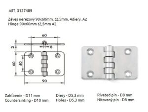 Hinge 90x60mm t3mm A2_2