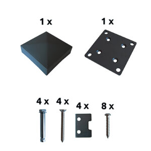 Post base Al with accessories anthracite AL 130x130mm_1