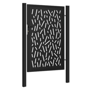 Design single gate PINA 1000x1500mm with posts black matt_1
