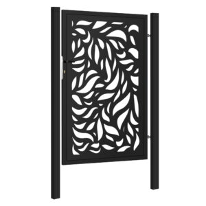Design single gate FLORA 1000x1500mm with posts black matt_1